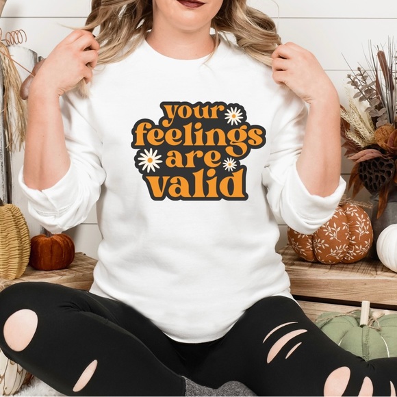 Valid feelings mental health graphic crewneck sweatshirt oversized extra large - Picture 3 of 10